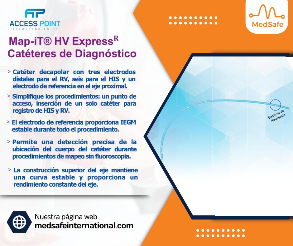 MedSafeint's tweet photo. Nos enorgullece ser los distribuidores exclusivos de los innovadores Catéteres de Diagnóstico Map-iT® HV Express. Diseñados para ofrecer precisión y seguridad en procedimientos cardiológicos.

#EPeeps_Bot #EP_Bot #EPeeps https://t.co/NsZ6hrCIVL