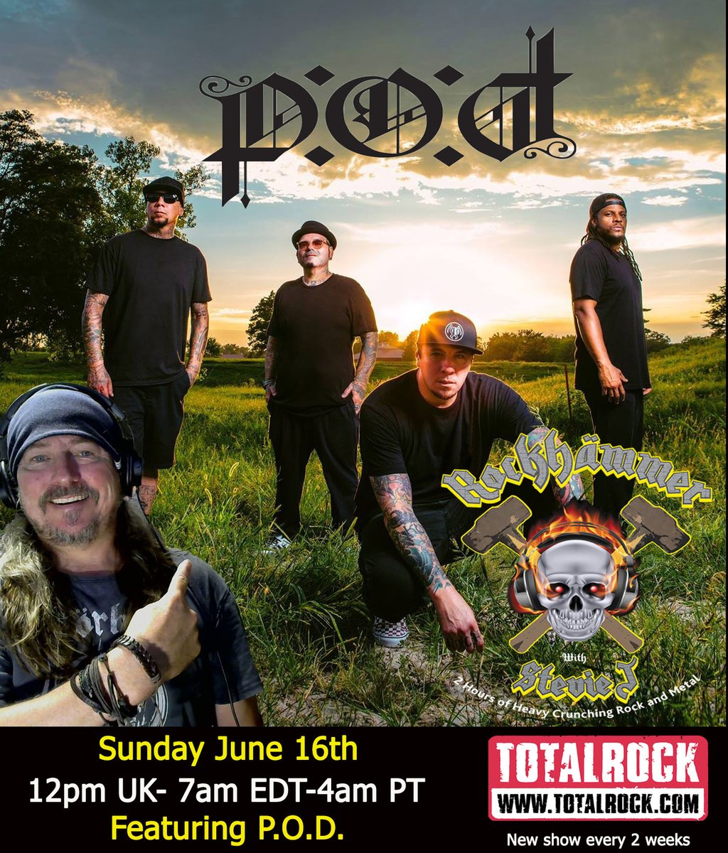 rockhammershow's tweet photo. Wahey, New show Sunday on @totalrock featuring @POD who have kindly sent audio for #rockhammer
We have the cream of new tracks too from #dystopica @HDQ_Band #Thola @ruckwater &amp; bangers from @helloweenorg @judaspriest @OverkillBand @RSprachrohr @Anthrax &amp; of course @myMotorhead 😎 https://t.co/rcb0vo0HhY