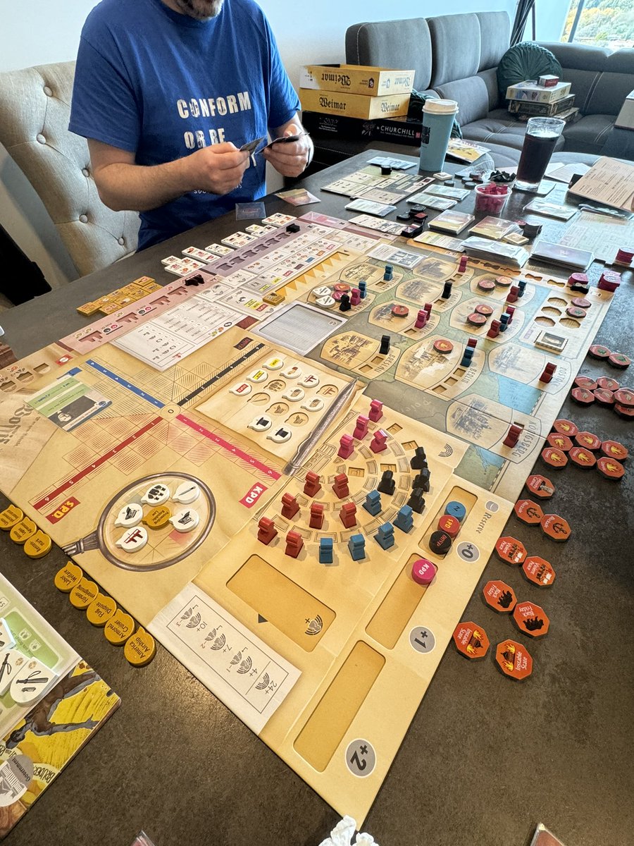 Ended at the end of third round when communist <a href="/Rob/">Rob Schutz</a> took over Germany. Nationalist <a href="/TheUlukai/">Ulukai</a> nearly won turn earlier by missing out on outright majority in the parliament by 1. Interesting game and glad to finally played it!! @MatthiasCramer1 another great game!! #shingocon