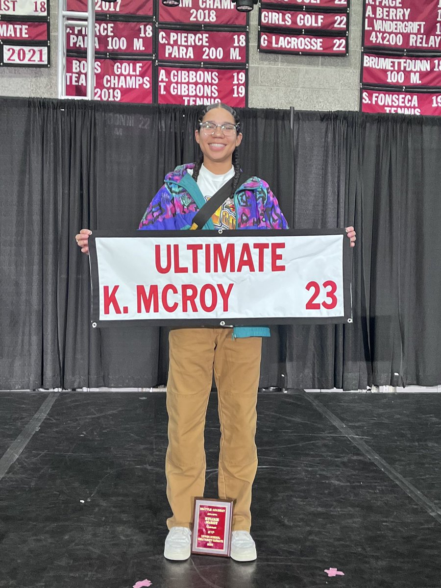 What an honor Kyliah received today at the end of the year ceremony at SAAS. Finishing up as the most decorated female Ultimate Frisbee athlete in SAAS history she will have her own banner showcased in the school trophy case. Always an honor to go back and see your name/pic hangn