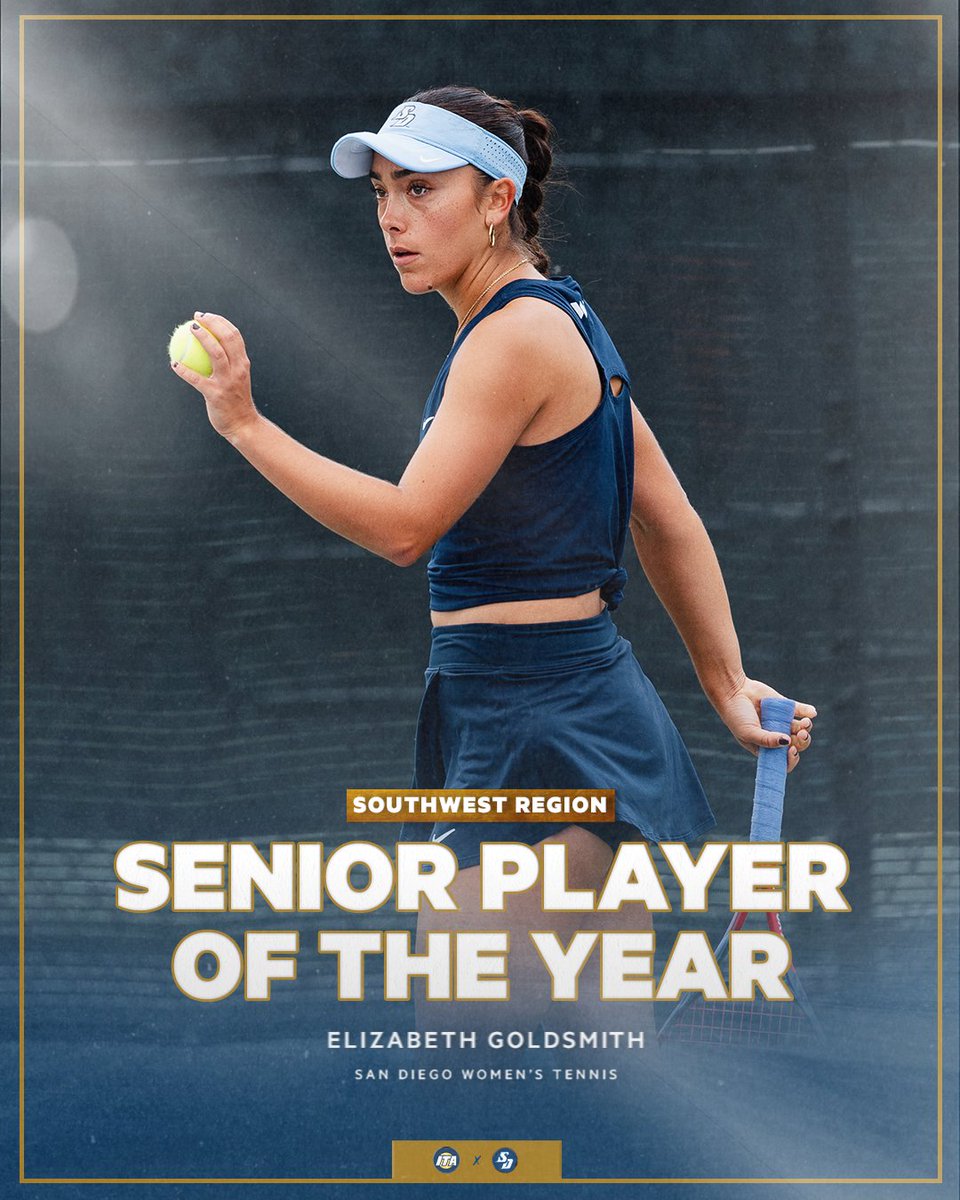 USDwtennis's tweet photo. One of our most consistent stars gets her flowers 💐

Elizabeth Goldsmith has been honored as the @ITA_Tennis Southwest Region's Senior Player of the Year!

📰: https://t.co/xrudZ1QkTJ

#GoToreros https://t.co/QVd6aYw6sX