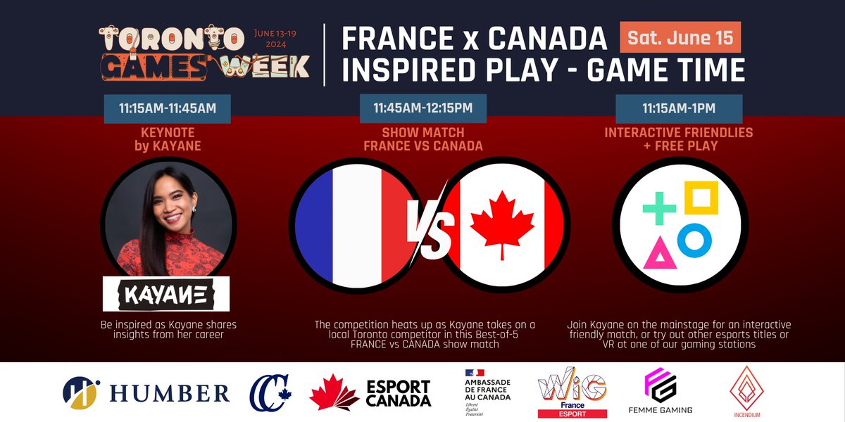 Esport Canada (@esport_canada) on Twitter photo Toronto Games Week (<a href="/torontogameswk/">Toronto Games Week</a>) starts tomorrow!
We are excited to be presenting a panel at the XP Game Summit (<a href="/XPGamingInc/">XP Gaming Inc.</a>) on Thursday and a day full of activities at Humber College (<a href="/humbercollege/">Humber</a>) on Saturday!
Here's the low-down on where to find us and when 🇨🇦 Toronto Games Week (<a href="/torontogameswk/">Toronto Games Week</a>) starts tomorrow!
We are excited to be presenting a panel at the XP Game Summit (<a href="/XPGamingInc/">XP Gaming Inc.</a>) on Thursday and a day full of activities at Humber College (<a href="/humbercollege/">Humber</a>) on Saturday!
Here's the low-down on where to find us and when 🇨🇦