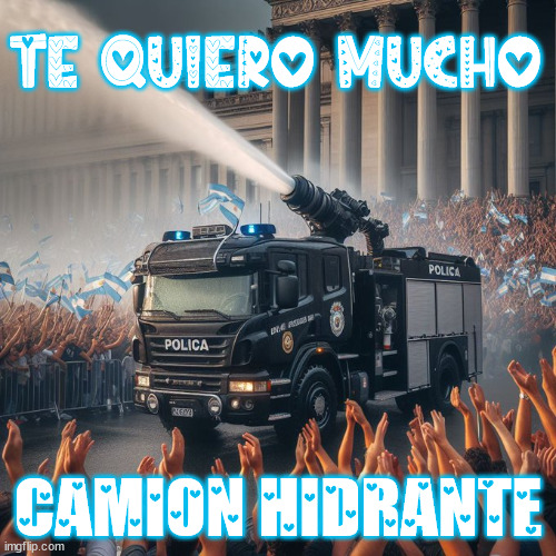 XMeneM_ok's tweet photo. 𝐃𝐄𝐋 𝐋𝐀𝐃𝐎 𝐃𝐄 𝐋𝐀 𝐏𝐎𝐋𝐈𝐂𝐈́𝐀 𝐒𝐈𝐄𝐌𝐏𝐑𝐄🫡

El camión hidrante dámelo siempre 
🔥Basta de Terroristas 
🔥Basta de Golpistas 

VIVA LA LIBERTAD CARAJO
#LeyBases GRACIAS MILEI https://t.co/BJPu6S9Rfg