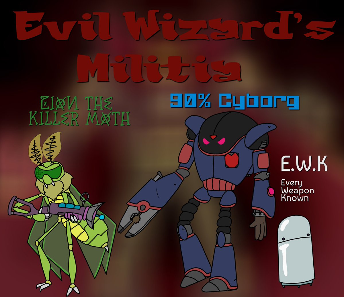 LoG_Comics's tweet photo. Here are some Reoccurring bosses for Into the Cosmos, The Evil Wizard has his own evil team, Three hired goons, Zion, she specializes in guns, 90% Cyborg, He only has one more upgrade to be fully robot, And E.W.K, Inside it is every weapon known to the Galaxy.
#Oc #IntotheCosmos https://t.co/cxntPgKaT2