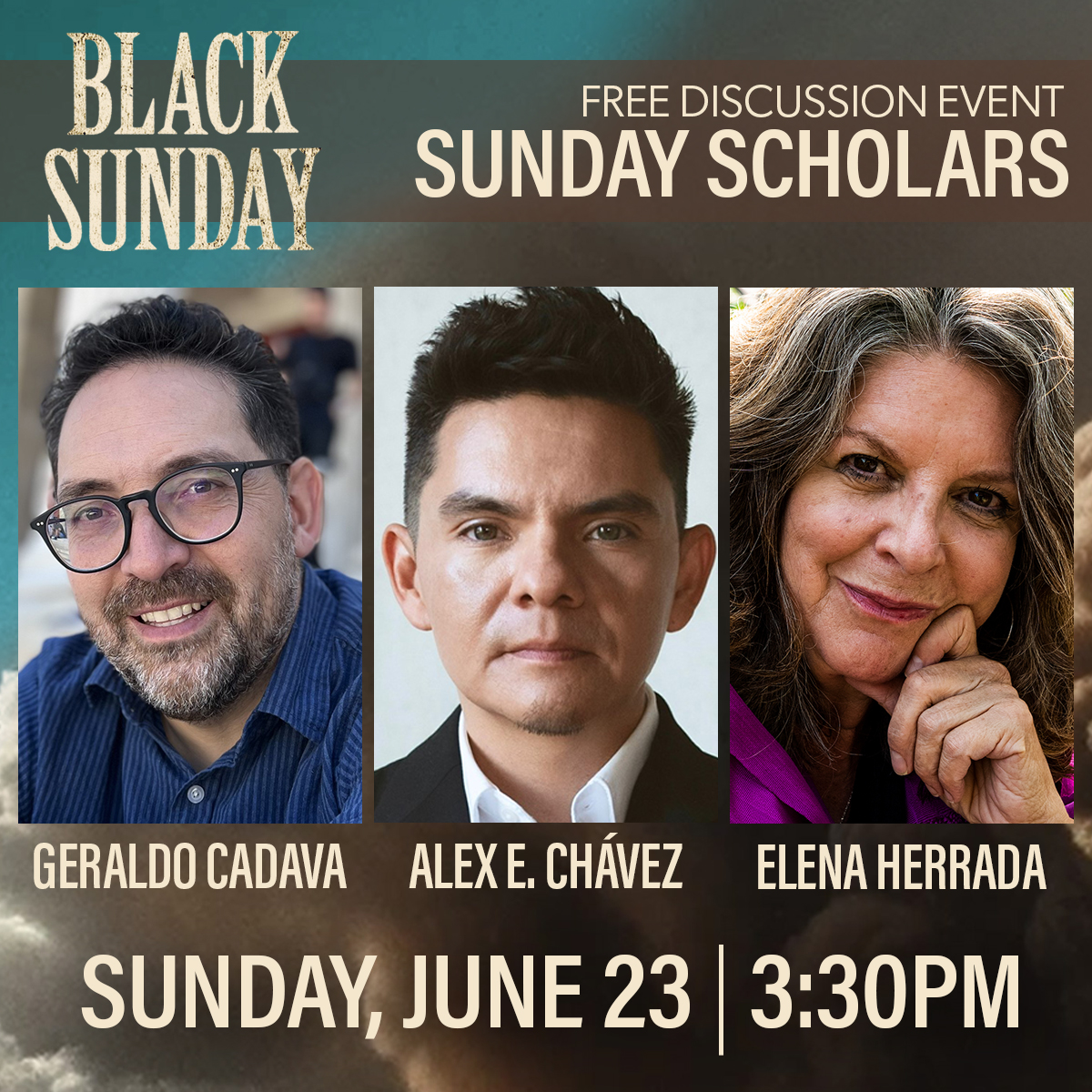 💬 On SUN 6/23 at 3:30pm stop by TimeLine for a FREE Sunday Scholars panel discussion led by BLACK SUNDAY dramaturgs with our distinguished panelists, Geraldo Cadava, Dr. Alex E. Chávez, and Elena Herrada. No tickets needed! More info &gt;&gt; timelinetheatre.com/black-sunday-s… #ChicagoTheatre