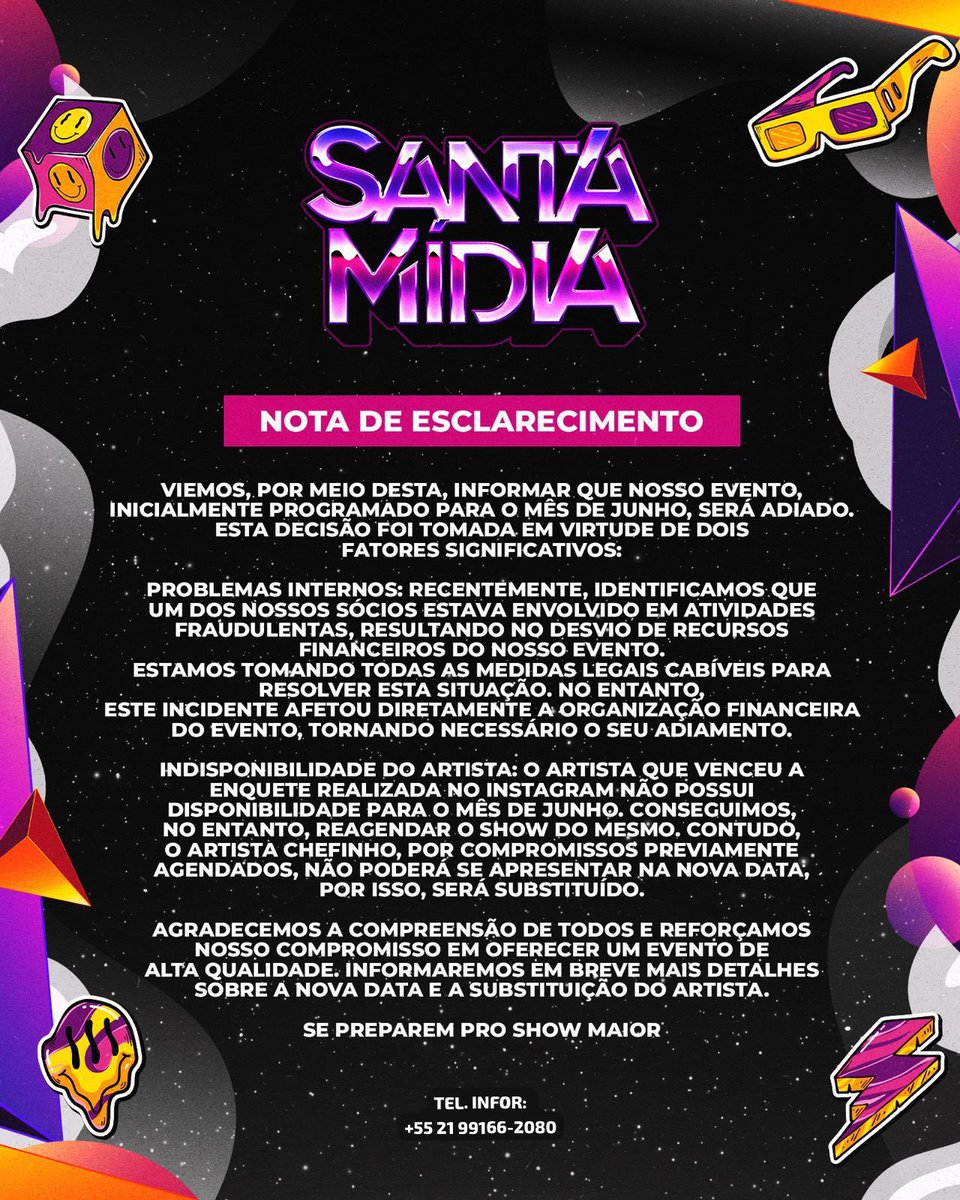 santamidiaa's tweet photo. NOTA DE ESCLARECIMENTO: ⬆️

**NOSSA ANTIGA PÁGINA DO INSTAGRAM FOI HAKEADA E INFELIZMENTE NÃO CONSEGUIMOS RECUPERÁ-LA. MAS COMO BONS BRASILEIROS, CRIAMOS OUTRA, PORQUE DESISTIR NÃO É UMA OPÇÃO.**

SIGAM LÁ NO INSTA : _Santamidiaa

Contamos com a compreensão de todos. 🪐⚡️ https://t.co/WNFocSiIhJ