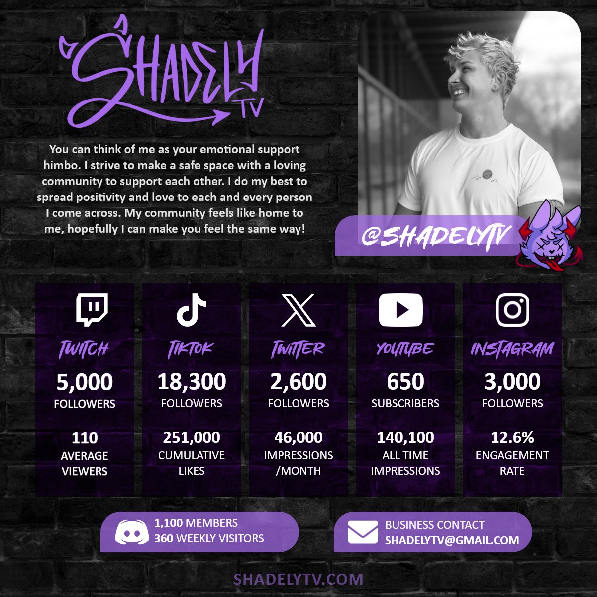 ShadelyTv's tweet photo. Hey I’m Shadely! I’d like to get connected ! 

💜Twitch https://t.co/MvJN9hdeqa
💙YouTube https://t.co/POAEUmV0SB
💛Tiktok https://t.co/2HXibGxevV
🧡Email ShadelyTv@gmail.com https://t.co/WclSfo7cYP