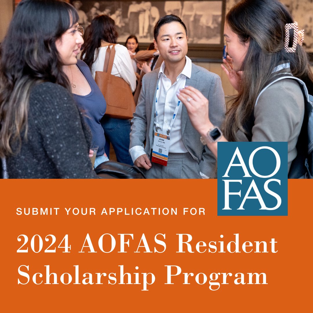 Attention Residents! Apply now for the 2024 AOFAS Resident Scholarship Program! Don’t miss your chance to attend AOFAS Annual Meeting 2024 in Vancouver, Canada, for free and network with foot and ankle leaders. Learn more: aofas.org/residentschola…