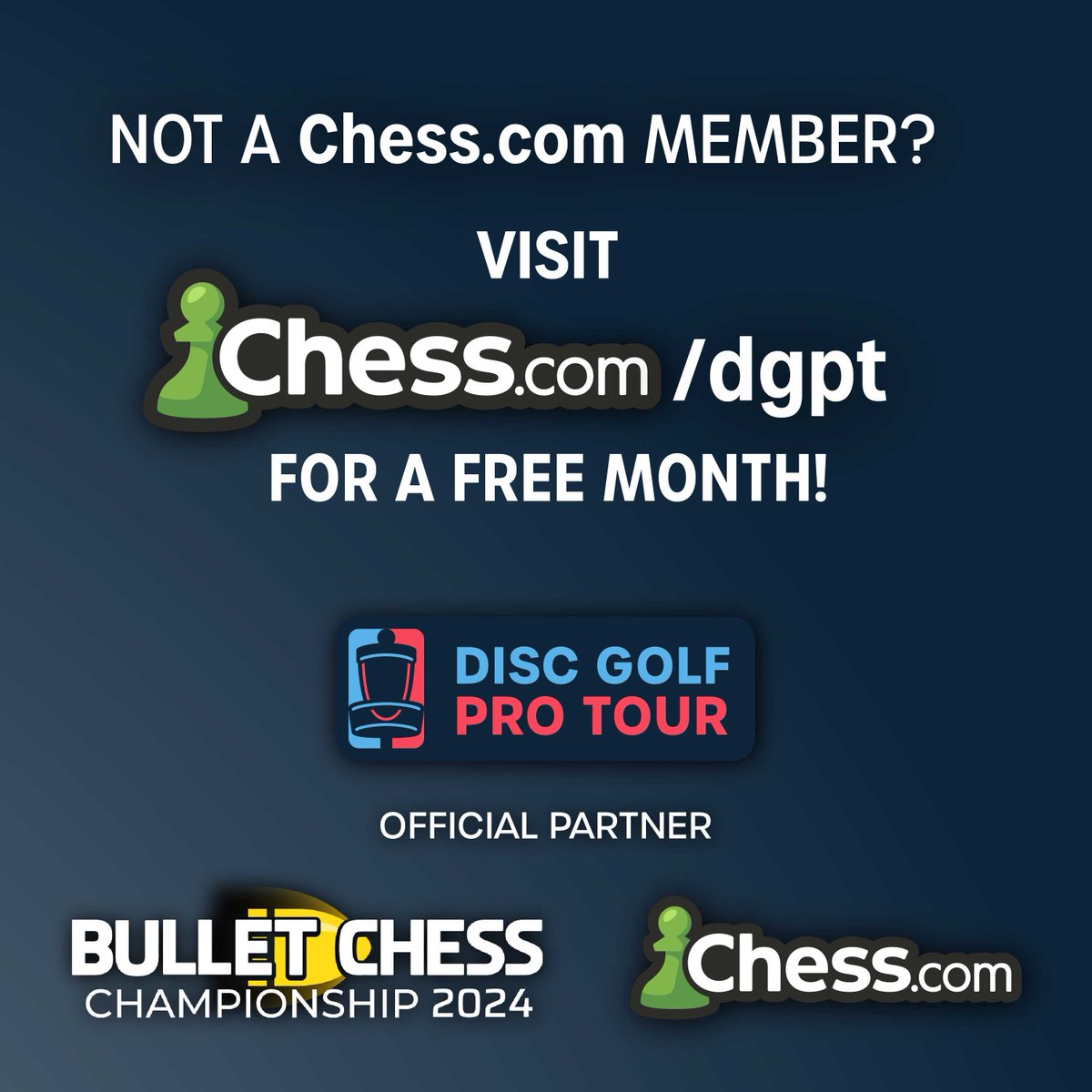 DiscGolfProTour's tweet photo. Want to play Chess with other disc golfers? Thanks to our partnership with @chesscom, you can do just that in the official DGPT Chess club!

Join the club and get a free month of https://t.co/OUw1U7rCkw premium here: https://t.co/Xm7c5iSetP https://t.co/EQomGhMt3a