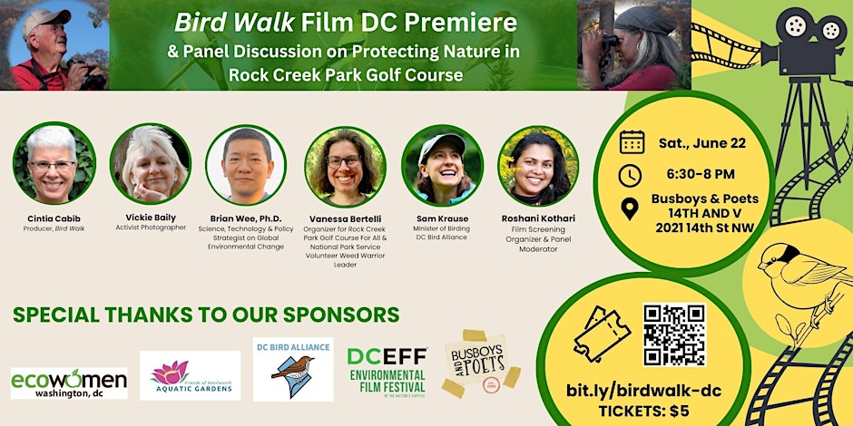 dceff_org's tweet photo. JUNE 22: Join DCEFF, @DCEcoWomen, @busboysandpoets, DC Bird Alliance, and @KenAqGardens for the DC Premiere of the new short BIRD WALK. It's shaping up to be a great community screening &amp; convo. Learn more &amp; get your tickets here: https://t.co/eBIkI1gS6C https://t.co/vqJ2hJkH82
