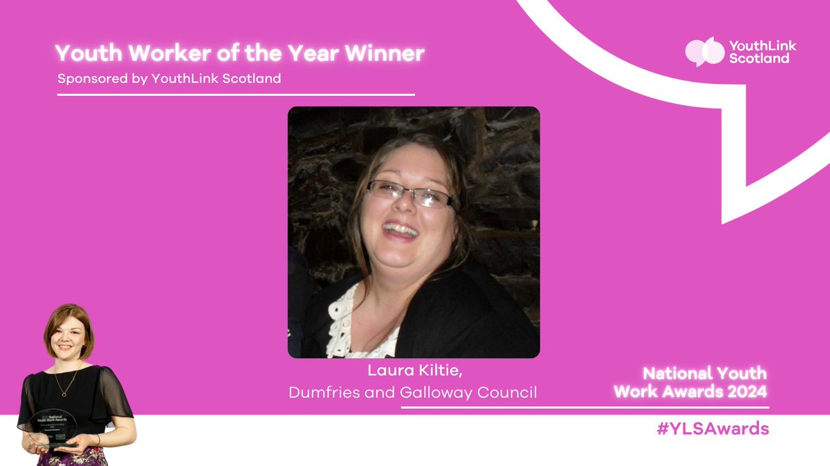 YouthLinkScot's tweet photo. ⭐ 🥇 Huge congratulations to Laura Kiltie @YOUTHWORKDG for winning Youth Worker of the Year, spons by YLS! Laura is not only part of the local community fabric but actively involved in weaving a rich tapestry of support for young people. #YLSAwards #YouthWorkChangesLives https://t.co/sRMW80lrW3