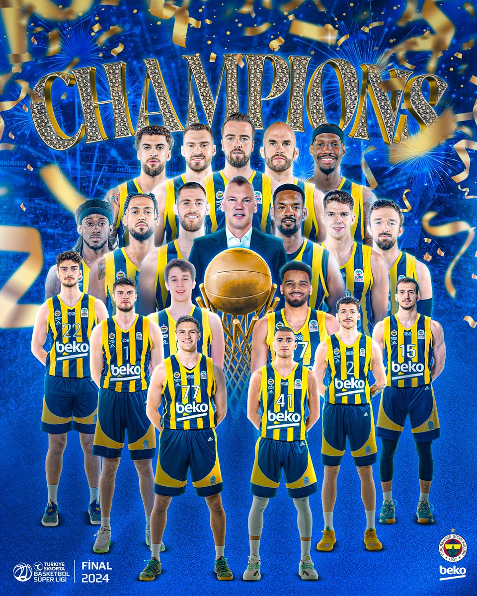 2023-2024 sezonu Türkiye Sigorta Basketbol Süper Ligi Şampiyonu olan @FBbasketbol takımını, taraftarlarını ve Fenerbahçe camiasını tebrik ediyorum.