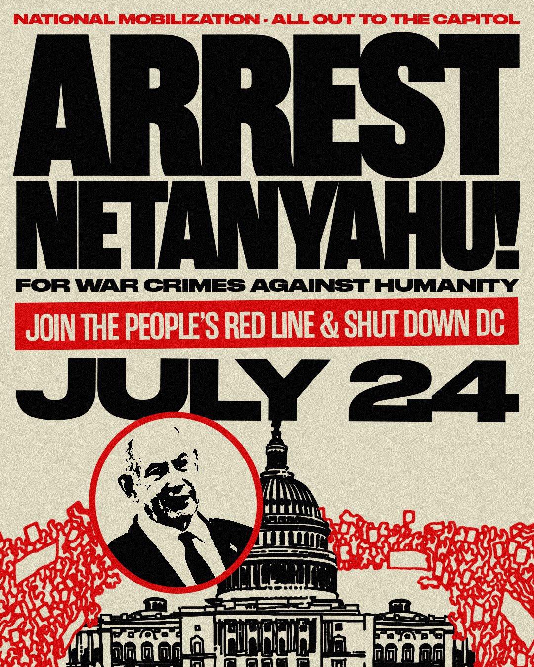 The People's Forum on X: "The people charge Benjamin Netanyahu with genocide. When the war criminal comes to Washington DC on July 24, we will SHUT DOWN DC and issue a notice