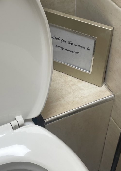 JennyHesford's tweet photo. This sign is in the loo. At. The. Dentist … I mean #wtaf #lookforthemagic https://t.co/l5ECP3gCSq