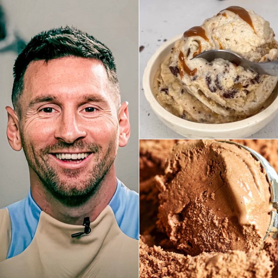 OutMessi_'s tweet image. los gustos fav de helado de Messi son banana split y ddl, que hombre del bien.