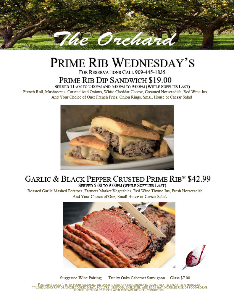 2TreeClaremont's tweet photo. Hey Claremont! It's Prime Rib Wednesday at The Orchard. Indulge in a fantastic dinner with amazing company. Our outdoor patio beckons for an alfresco dining experience in this perfect weather. https://t.co/93914Sq1g5