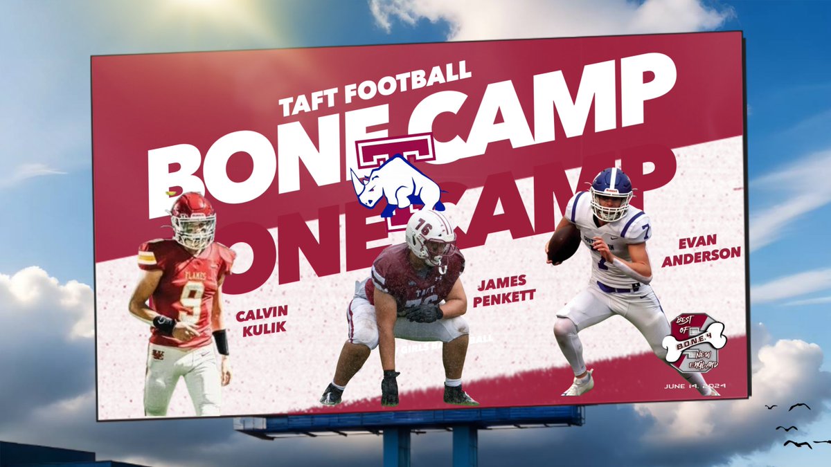 Taft Football (@taftfootballct) on Twitter photo 2025 WR <a href="/Calvin_Kulik/">Calvin Kulik</a>
2025 WR <a href="/Evan_Anderson06/">Evan Anderson</a>
2025 OL <a href="/JamesPenkett/">James Penkett ‘2026</a>
Will be competing @2024BONECAMP on Friday!
Coach Whitley & Coach McCarthy will be in attendance. Stop by and say hello if you are interested in learning more about reclassifying or a Post Grad year! 🦏🆙 2025 WR <a href="/Calvin_Kulik/">Calvin Kulik</a>
2025 WR <a href="/Evan_Anderson06/">Evan Anderson</a>
2025 OL <a href="/JamesPenkett/">James Penkett ‘2026</a>
Will be competing @2024BONECAMP on Friday!
Coach Whitley & Coach McCarthy will be in attendance. Stop by and say hello if you are interested in learning more about reclassifying or a Post Grad year! 🦏🆙