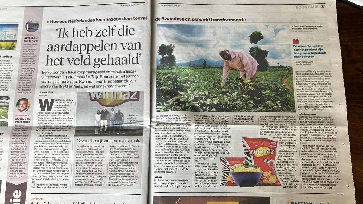 Winnaz … de NLse aardappel uit Rwandese grond verwerkt tot een winnend merk chips verovert de markt in dit Centraal-Afrikaanse land via ⁦<a href="/ADnl/">AD.nl</a>⁩