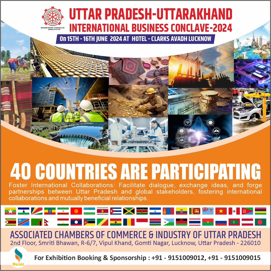 AssochamupUk's tweet photo. Join us at the Uttar Pradesh Uttarakhand International Business Conclave 2024, where delegates from 40 countries will explore opportunities in agriculture, tourism construction, engineering, and medical sectors. Let's drive global collaboration and innovation #UPIBC2024 #ASSOCHAM https://t.co/zy0oAISOh4
