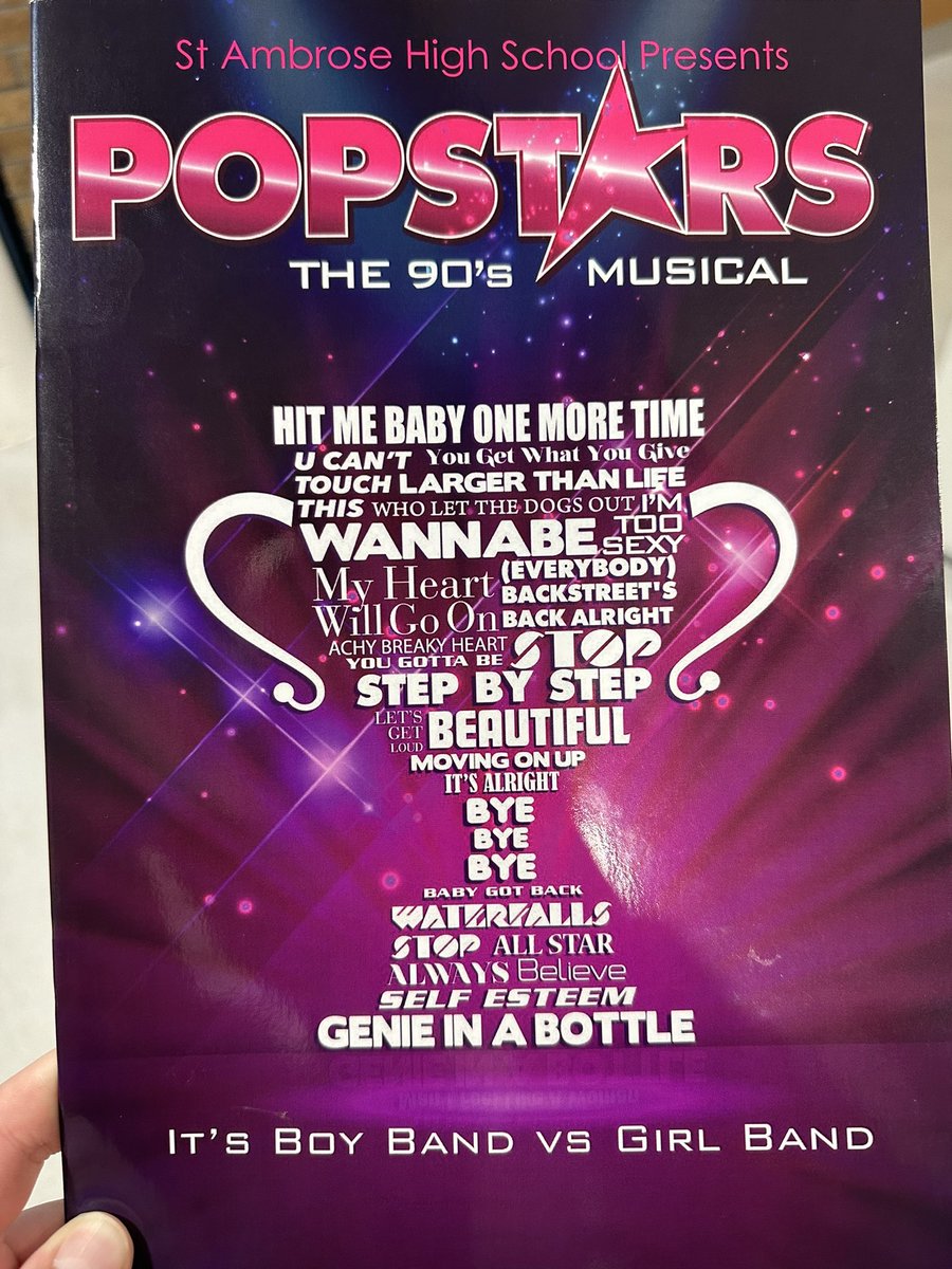 MrMWishart's tweet photo. What a great opening night for our school show! So proud of our pupils who were all amazing! The 90s playlist is ready for the morning commute 🎶 #ambees @StAmbroseMusic1 https://t.co/MvHQN9rF0b