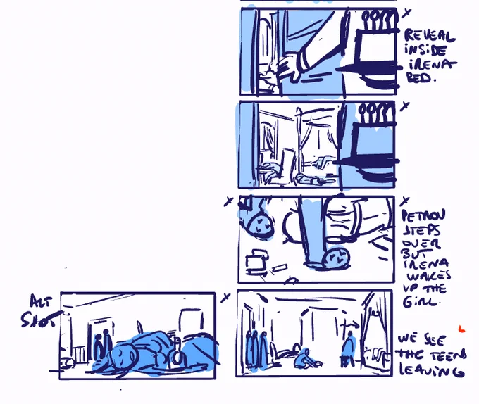 Little thread of Thumbnails I did as a director on the Netflix show Captain Fall. Love drawing thumbnails &amp; not a lot of people share that process online (pple often wonder what thumbnails look like). These were handed out to my team, so they're cleaner than what I do for myself 