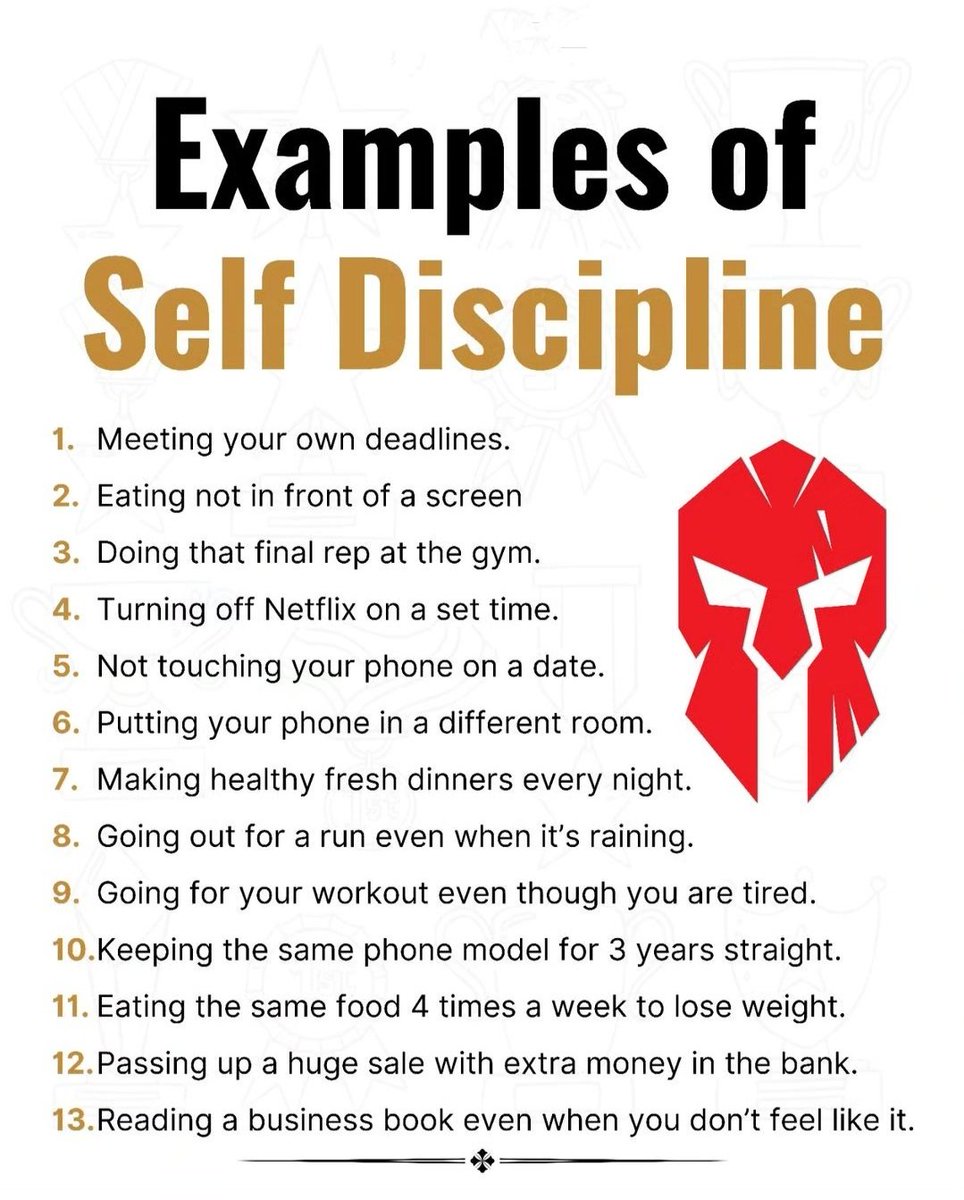 Examples of Self Discipline.