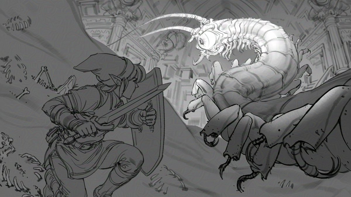 Lol, twitter is AMAZING for engagement so far!  I mean X of course. Anyway, #zelda #zelda #ZELDA.  Here's a progress pic of Link v Lanmola!  It's coming along :)