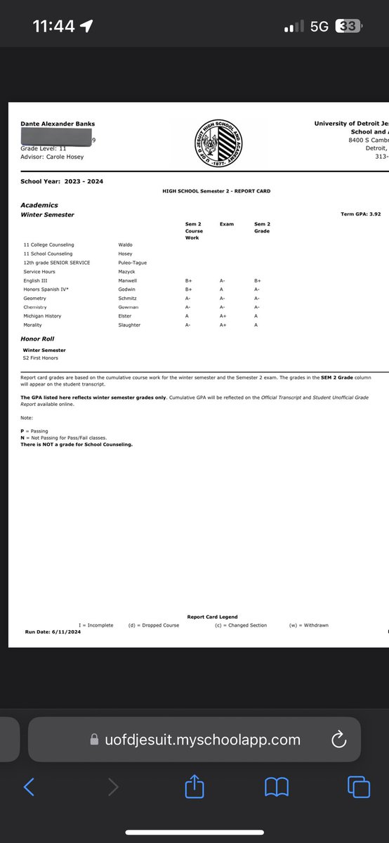 Making sure i’m a student-athlete working on and off the field! Earning an A on every single final exam and finishing with a  3.92 GPA. <a href="/UDJ_Football/">U of D Jesuit Football</a>