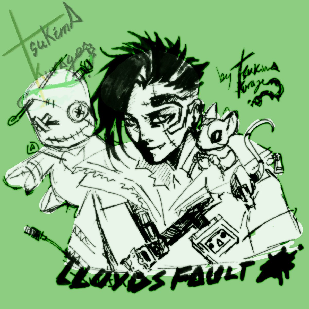 TsukimaVT's tweet photo. A little sketch for @LloydsFault in the style of persona 5 #persona5 #digitalartist #vtuber #madscientists #sketch #slimelord #lloydsfart https://t.co/n2dp57xZ21