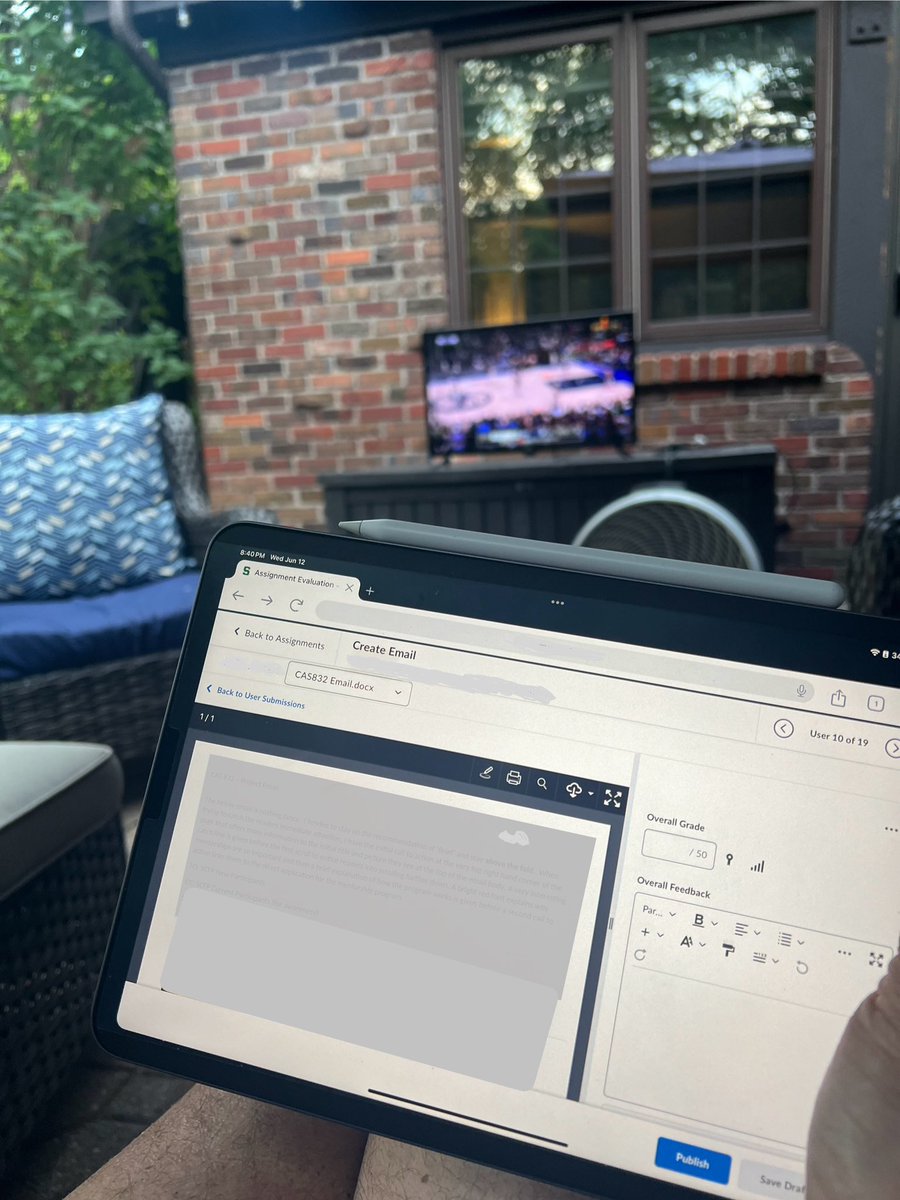 Grading assignments for my <a href="/MSUStratCom/">MSUStratCom</a> class on the patio watching the <a href="/NBA/">NBA</a> finals, and it’s supremely evident the gap between <a href="/NBAonTNT/">NBA on TNT</a> and <a href="/ESPNNBA/">NBA on ESPN</a> studio shows. There’s no comparison. Ernie, Charles, Kenny and Shaq are the standard -  second place is a long way off.