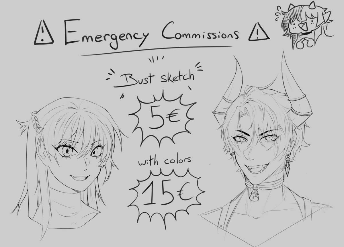 berry_salty's tweet image. ‼️ EMERGENCY C0MMS ‼️

Hi! Special offer for emergency sketch bust!! 
Money is running a little low rn, so I'm lowering my prices for a few days,,,

Any help is appreciated !! 

ty!!!! 💜