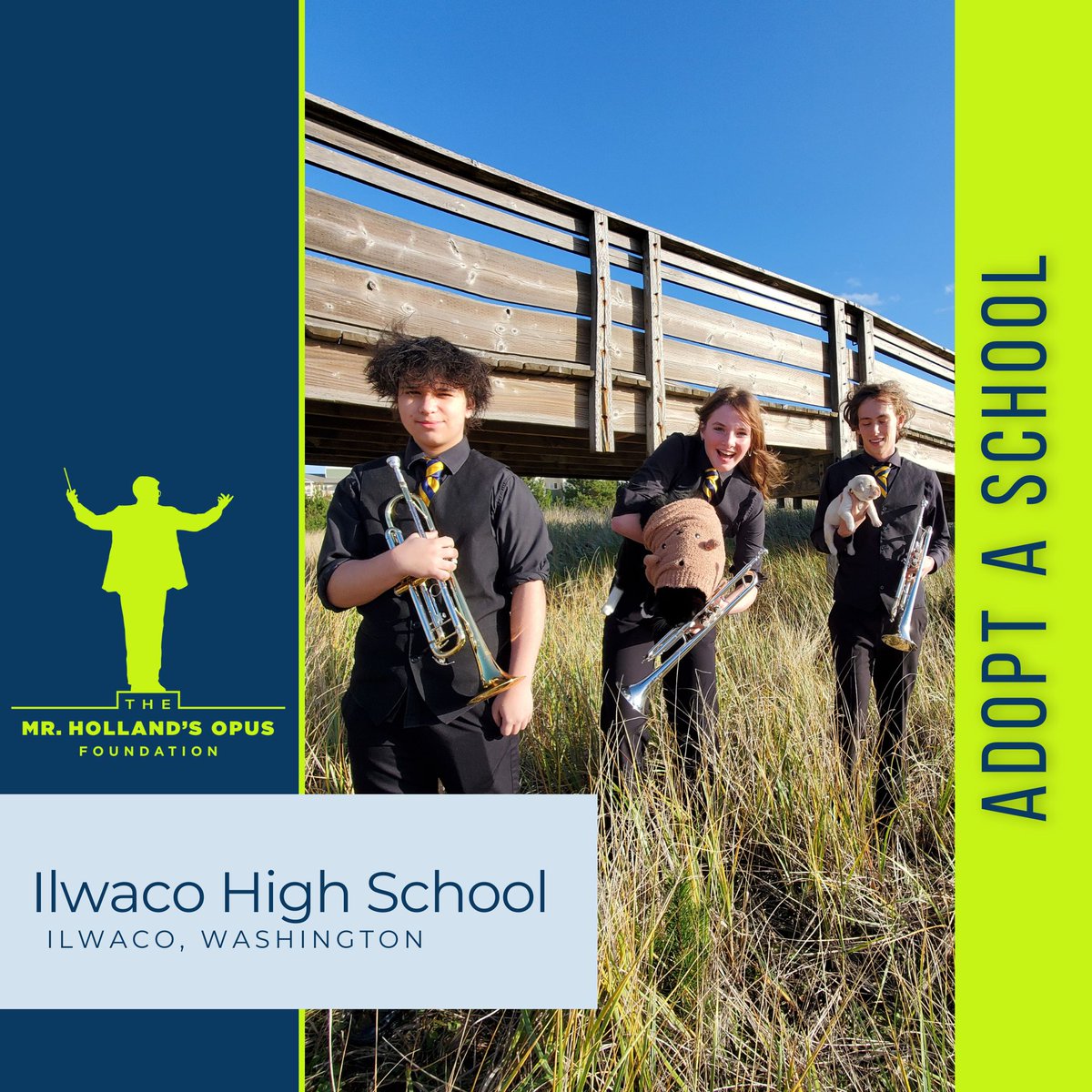HollandsOpusFdn's tweet photo. Located in rural Washington, Ilwaco High School is home to 280 dedicated students. It is anticipated that 50% of the student body will join the music program next school year but more instruments are needed to serve all students! 
#mhofadoptaschool #washington #mhof https://t.co/coP0p1nkLb
