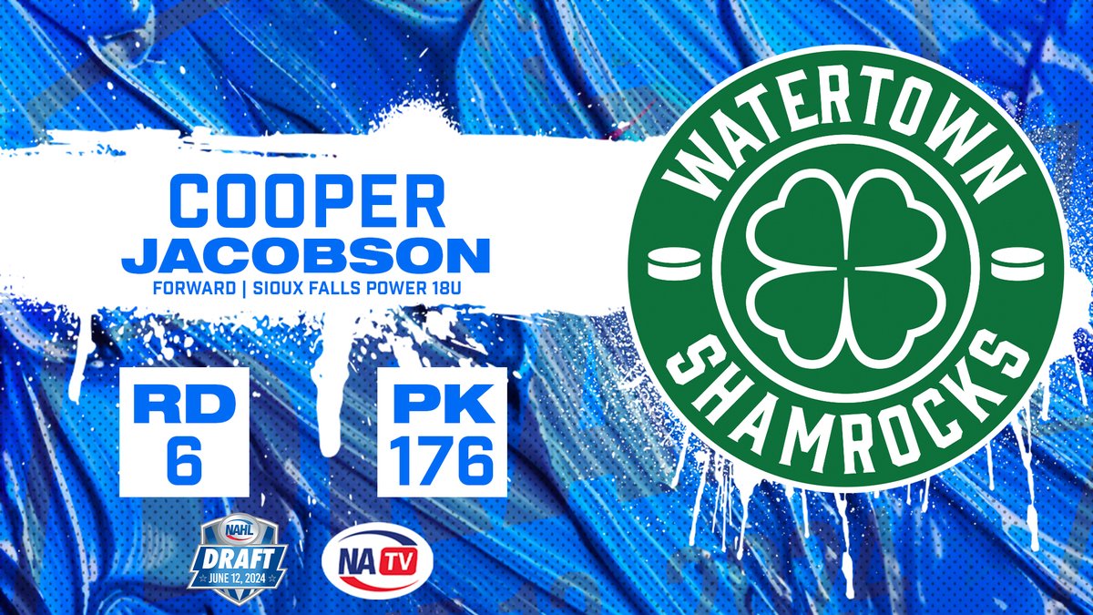 NAHLHockey's tweet photo. Round 6 | Pick 176
@ShamrocksNAHL
select Forward Cooper Jacobson from @SiouxFallsPower

#NAHLDraft https://t.co/PNdXUNu22S