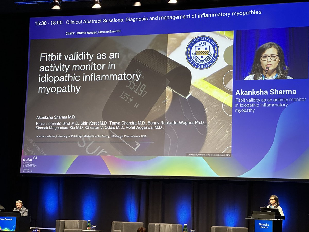 Rohit Aggarwal (@docrota) on Twitter photo <a href="/UPMCMercyIM/">UPMC Mercy Internal Medicine Residency</a> resident Akanksha Sharma gave prestigious oral presentation on use of Fitbit in assessing physical activity and function in myositis at #EULAR2024 congratulations!!! It’s a big deal to achieve this in residency. Thanks to UPMC myositis center <a href="/PittRheum/">PittRheum</a> <a href="/UPMCMercyIM/">UPMC Mercy Internal Medicine Residency</a> resident Akanksha Sharma gave prestigious oral presentation on use of Fitbit in assessing physical activity and function in myositis at #EULAR2024 congratulations!!! It’s a big deal to achieve this in residency. Thanks to UPMC myositis center <a href="/PittRheum/">PittRheum</a>