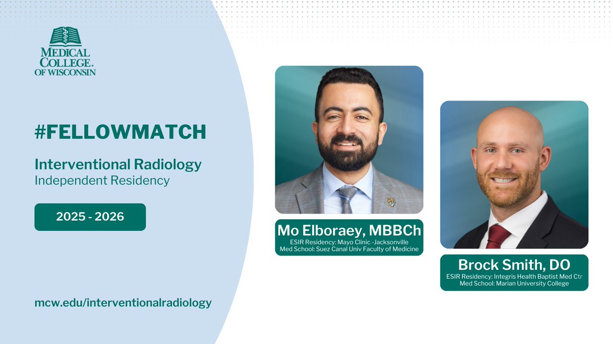 MCW VIR (@mcw_vir) on Twitter photo It’s #FellowMatch Day and we’re excited to welcome Brock and Mo to <a href="/MCW_VIR/">MCW VIR</a> for #irad #fellowship!! See you in #Milwaukee next year! #radres #match2025 <a href="/brock_smith2/">Brock Smith, DO</a> <a href="/MoElboraeyVIR/">Mohamed (Mo) A. Kamal Elboraey</a> It’s #FellowMatch Day and we’re excited to welcome Brock and Mo to <a href="/MCW_VIR/">MCW VIR</a> for #irad #fellowship!! See you in #Milwaukee next year! #radres #match2025 <a href="/brock_smith2/">Brock Smith, DO</a> <a href="/MoElboraeyVIR/">Mohamed (Mo) A. Kamal Elboraey</a>