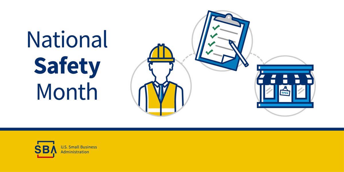 SBA_PortlandOR's tweet photo. Did you know that the Occupational Safety and Health Administration provides safety and health  resources specifically designed for small businesses?  Learn more: https://t.co/FJHxTYydCo #NationalSafetyMonth https://t.co/qm7edVIADD