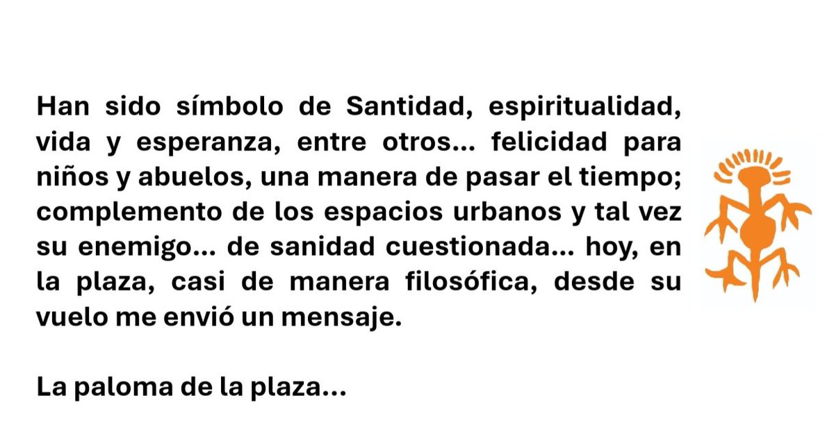 germangarcesmar's tweet photo. La Paloma de la Plaza...
@MALAGAVIVE
@VOCESROVIRENSES
@MalagaLatina
@NewsChicamocha
@losandesmalaga
@UltimoMinutoCo
@DiocesisMalagaS
#cuento #cuentoscortos #encincuentapalabras #lamosa #lapalomadelaplaza https://t.co/oCQuRCEm0L