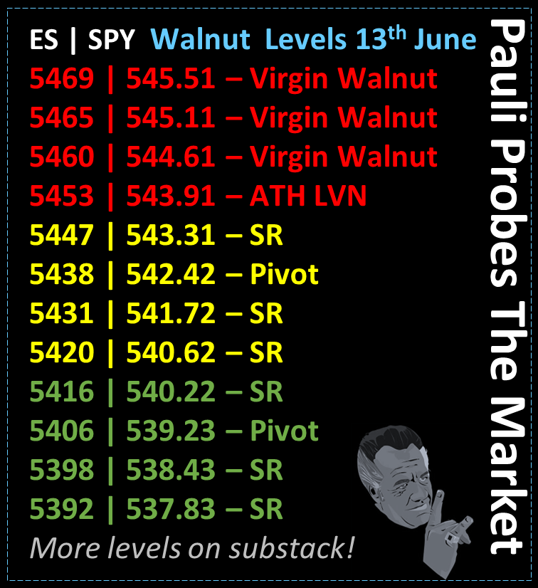 🚨New Born Walnuts🚨E111 S2

Price burst above ATHs in premarket &amp; threw our walnut levels to one side

Vwap bands &amp; IB were a great help if you were trading

Poor action = mini episode, but let’s make sure we note the new levels ready for tomorrow!

$SPY $SPX $ES $NQ $QQQ $MES