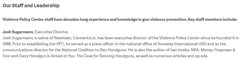 Fun fact: You can use VPC's "hidden gun industry" search tool to learn that one of Washington DC's four FFLs is held by... the Executive Director of VPC!