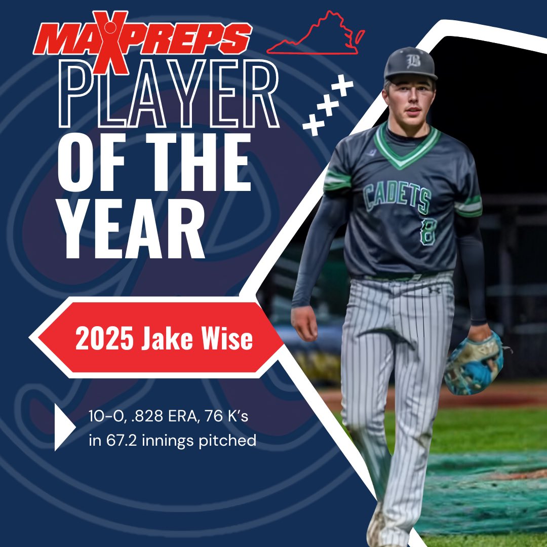 Congratulations to Benedictine (<a href="/BCPBaseball/">Benedictine Baseball</a>) pitcher Jake Wise on being named MaxPreps Virginia Player of the Year!

@cbs6 <a href="/jwise1813/">Jake Wise</a>