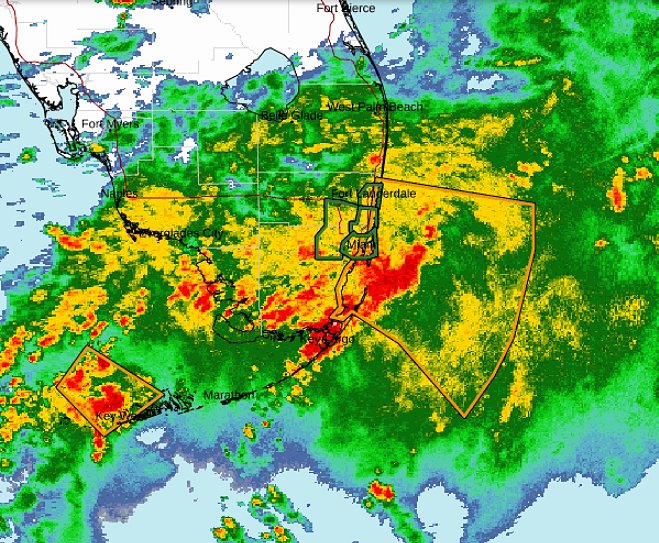 Jasamsdestiny's tweet image. This is the #Miami radar....currently under a PDS
[Particularly Dangerous Situation]

Do not attempt to drive unless it's home.   Those who are home, please stay there!

#MiamiDadeCounty #PDS #SevereThunderstorms #flooding #flwx