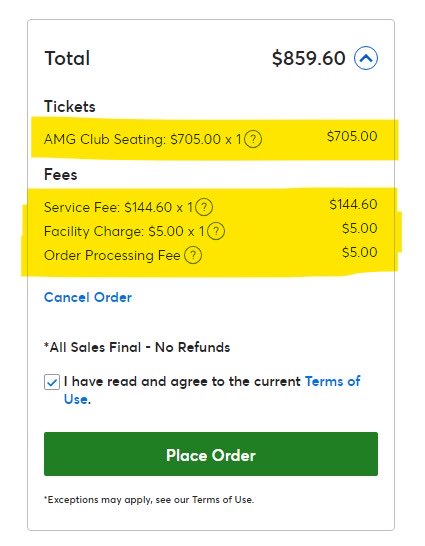 realRJ509's tweet photo. What the hell is going on with those fees??? Ticketmaster is off the chain!!! https://t.co/Wn3mSYgXnd