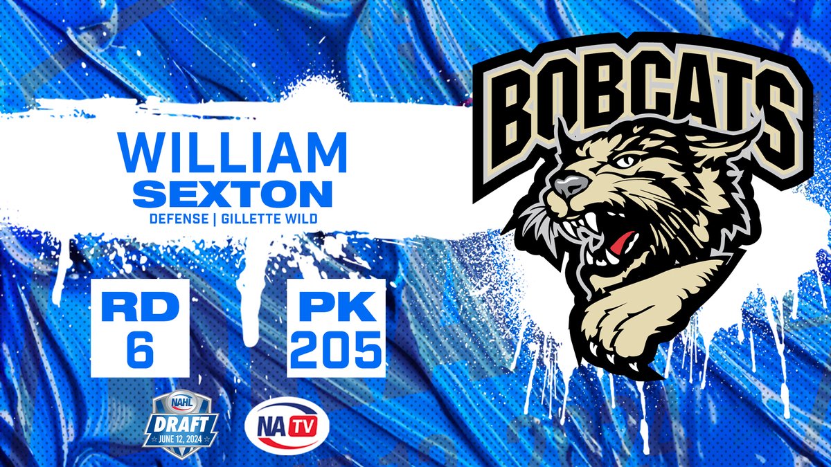 NAHL (@nahlhockey) on Twitter photo Round 6 | Pick 205
<a href="/BismarckBobcats/">Bismarck Bobcats</a>
select Defenseman William Sexton from the <a href="/GilletteWild/">x Gillette Wild</a>
#NAHLDraft Round 6 | Pick 205
<a href="/BismarckBobcats/">Bismarck Bobcats</a>
select Defenseman William Sexton from the <a href="/GilletteWild/">x Gillette Wild</a>
#NAHLDraft