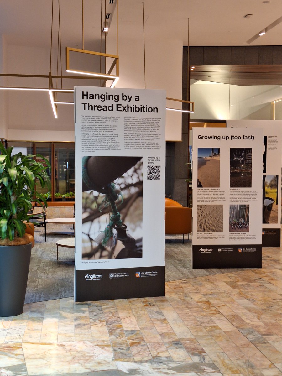 In Brisbane's CBD in June? Make sure you check out the Hanging by a Thread exhibit. This youth photovoice project explores young people’s experiences of home &amp; homelessness. 
Popup locations: 69 Ann St (7-14 June) 275 George St (14-21/06) &amp; Brisbane Square (21-28/06) <a href="/AnglicareSQ/">Anglicare Southern Queensland</a>