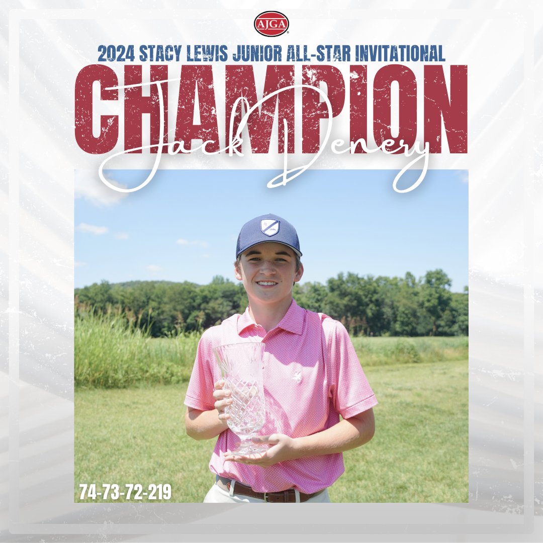 AJGAGolf's tweet photo. First Invitational = First AJGA win π
Jack Denery (+3) enters the winners circle at the #StacyLewisInv. https://t.co/B3Moknl3PY