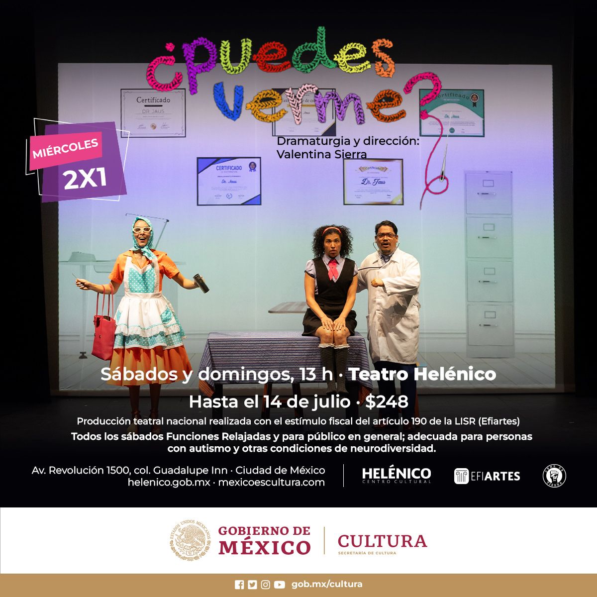🎪 Una niña de 9 años comienza a desaparecer y solo un grupo de niños "borrades" puede ayudarla. Acompaña a Bárbara en esta emocionante aventura llena de canciones, ruido y rebeldía en "¿Puedes verme?"

🗓Teatro Helénico
✨Sábados y domingos, 13 h
🏷 bit.ly/3UertQO