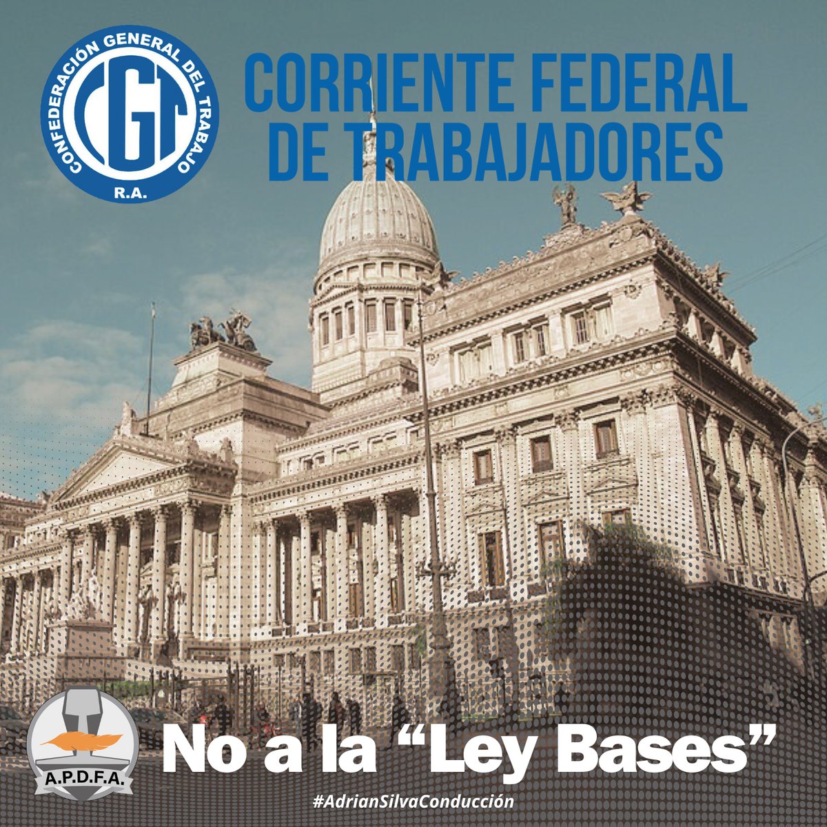 apdfanacional's tweet photo. No a la Ley Bases!

@ApdfaAdrian 
@APDFApuertosOK 
@Apdfaturismo 
@ApdfaListaGris 
@JApdfa 
@CFTArgentina 
@CATT_Prensa 
@FeMPINRA 

#noalaleybases https://t.co/fR0xVbfjn7