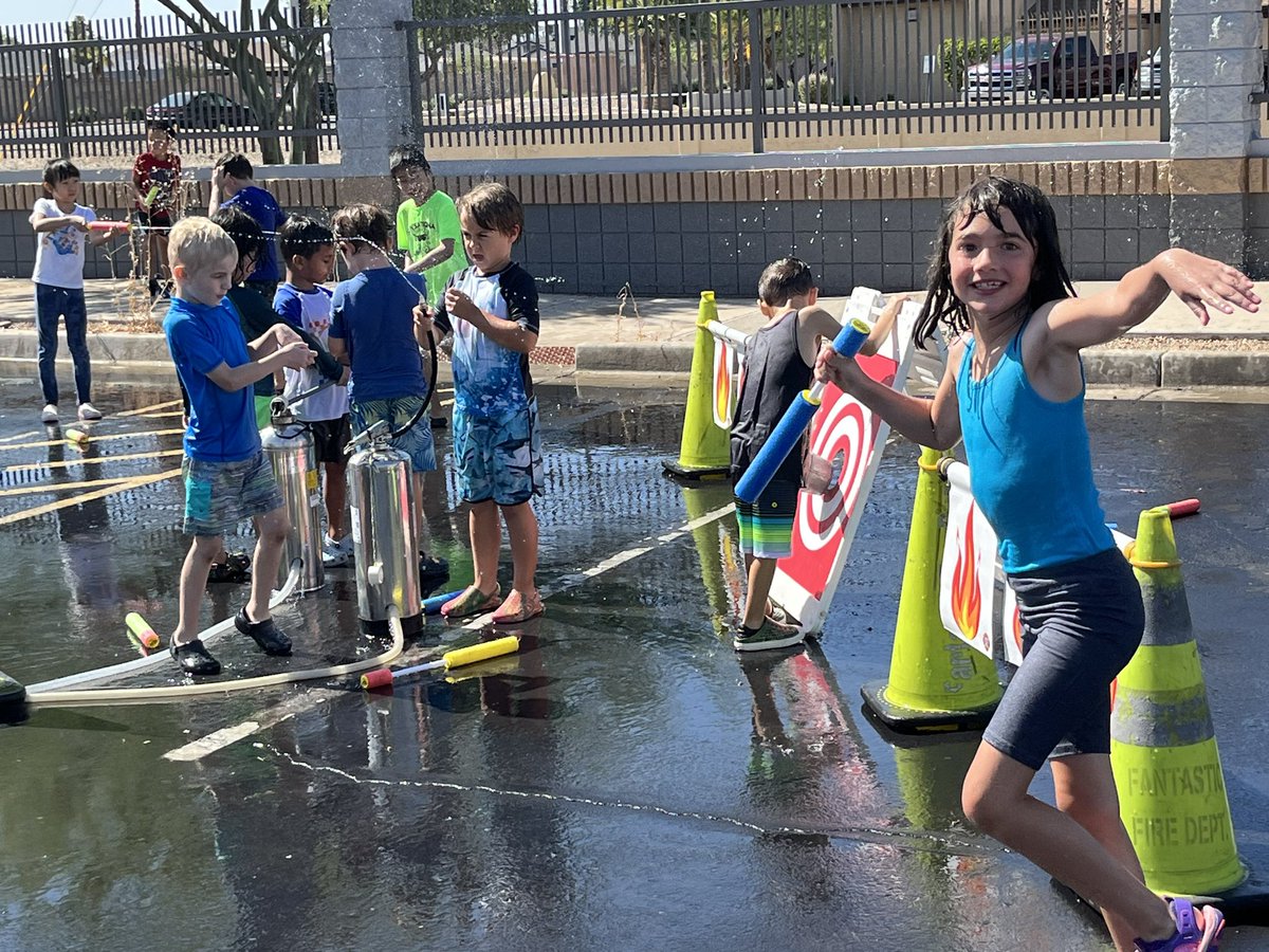 CommunityDv's tweet image. Park Meadows ‘Sun’sational Camp! We welcomed The Fantastic Fire Department for some water time. A sweet moment was shared when a little asked if I would take a picture of the American Flag on his crocks. I remember you buddy, check out your picture below. @DVUSD