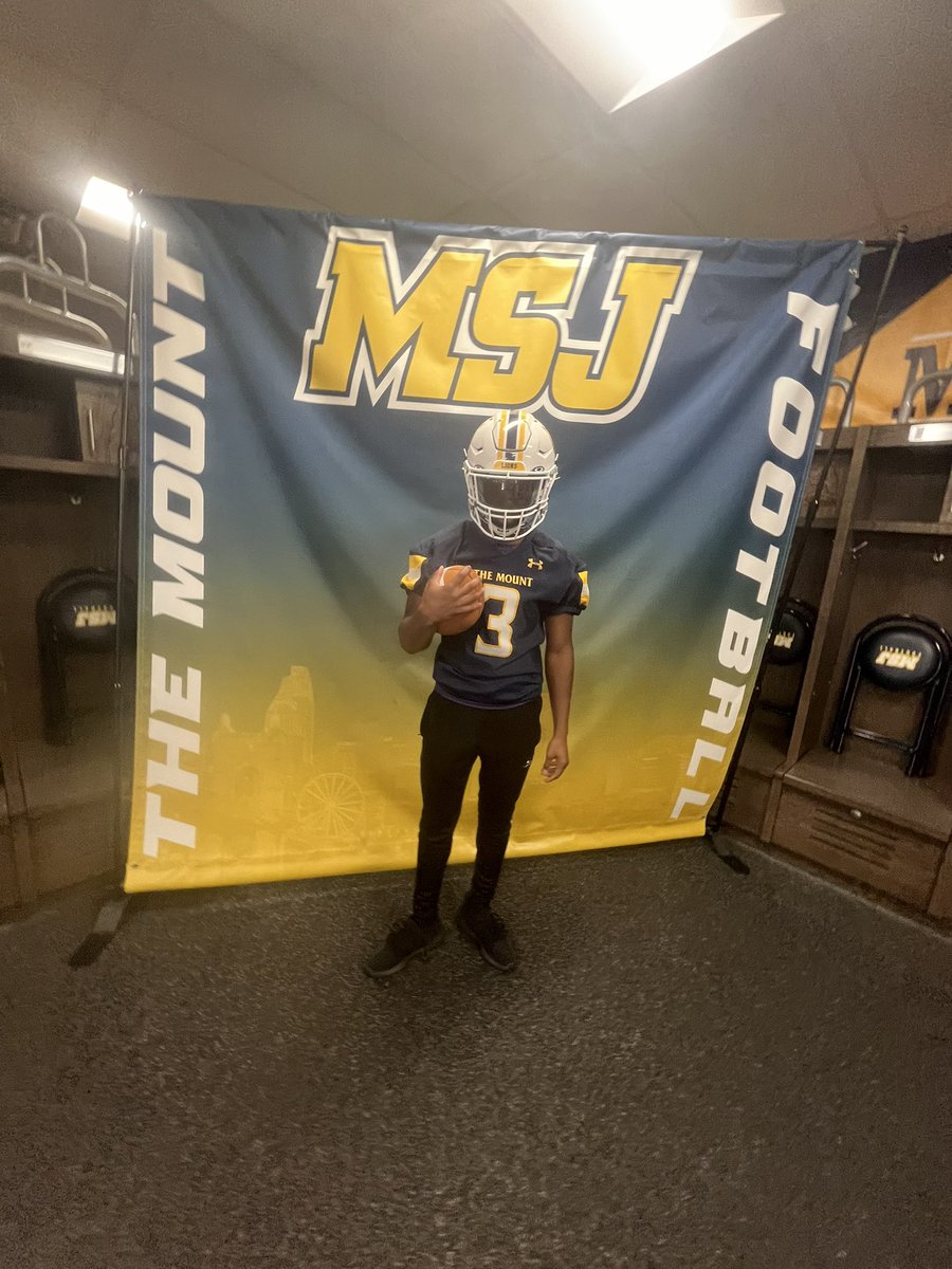 After a great visit and conversations with <a href="/JT_FTF/">Coach JT🚀</a> I am blessed and grateful to receive my first offer from <a href="/MSJ_FB/">Mount St. Joseph Football</a> #mountup🔵🟡 <a href="/CoachDuka/">Harry McCall</a> <a href="/AikenRecruits/">Aiken Football</a>