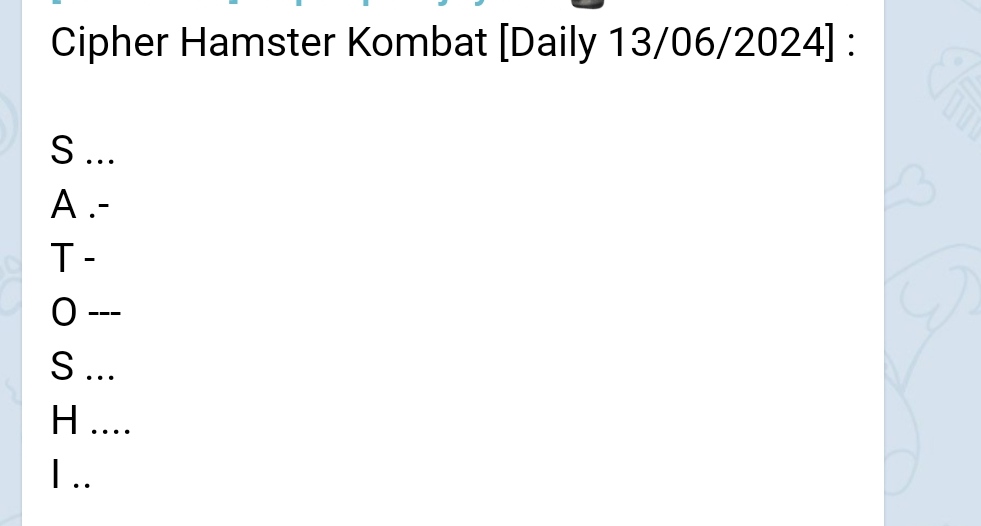 badoets97's tweet photo. @hamster_kombat Claim cipher kombat ⤵️
https://t.co/AlMUwL31HY https://t.co/0qOqULFoxS